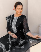 Organza Embroidered Straight 3 Piece Kurta Set
