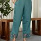 Silk Blend Embroidered Straight Kurta with Pant & Dupatta