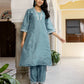 Silk Blend Embroidered Straight Kurta with Pant & Dupatta
