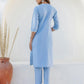 Cotton Embroidery and Mirror Work A-Line Kurta with Pant & Dupatta