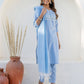 Cotton Embroidery and Mirror Work A-Line Kurta with Pant & Dupatta