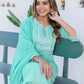 Cotton Embroidery and Mirror Work A-Line Kurta with Pant & Dupatta