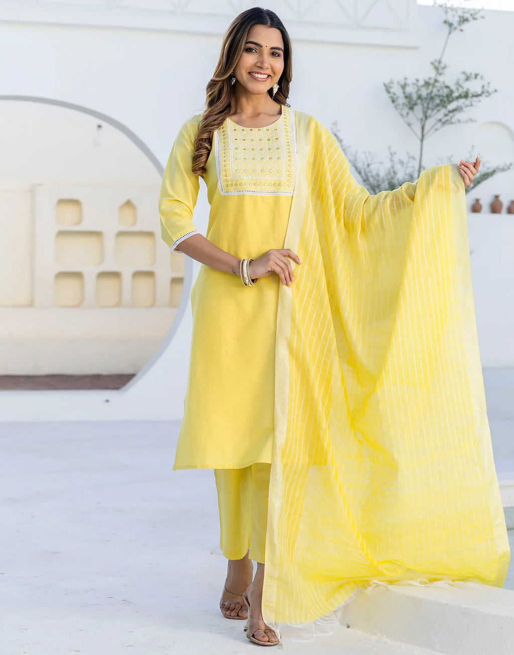 Pure Cotton Embroidered Straight 3 Piece Kurta Set
