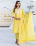 Pure Cotton Embroidered Straight 3 Piece Kurta Set