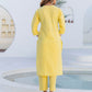 Cotton Embroidery and Mirror Work A-Line Kurta with Pant & Dupatta