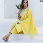 Cotton Embroidery and Mirror Work A-Line Kurta with Pant & Dupatta