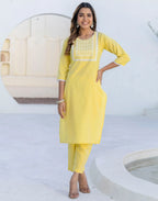 Pure Cotton Embroidered Straight 3 Piece Kurta Set