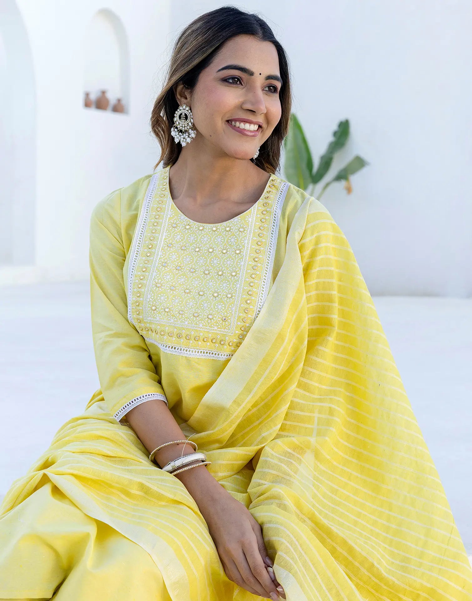 Pure Cotton Embroidered Straight 3 Piece Kurta Set
