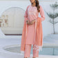 Cotton Embroidery and Mirror Work A-Line Kurta with Pant & Dupatta