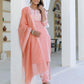 Cotton Embroidery and Mirror Work A-Line Kurta with Pant & Dupatta