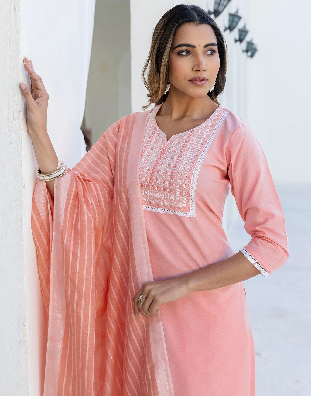 Pure Cotton Embroidered Straight 3 Piece Kurta Set