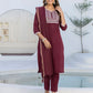 Cotton Embroidery and Mirror Work A-Line Kurta with Pant & Dupatta