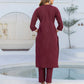 Cotton Embroidery and Mirror Work A-Line Kurta with Pant & Dupatta