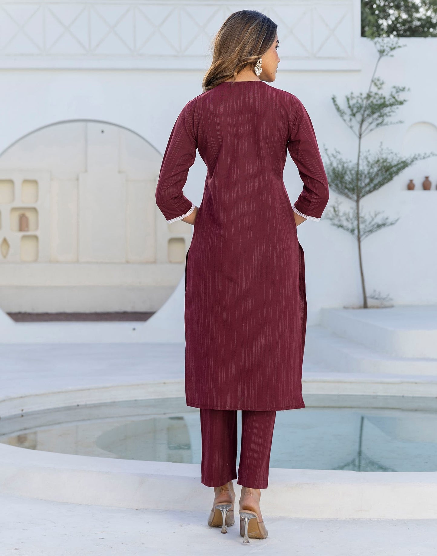 Cotton Embroidery and Mirror Work A-Line Kurta with Pant & Dupatta