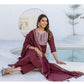 Cotton Embroidery and Mirror Work A-Line Kurta with Pant & Dupatta