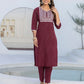 Cotton Embroidery and Mirror Work A-Line Kurta with Pant & Dupatta
