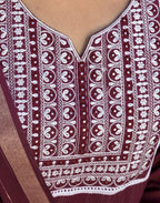 Cotton Woven Embroidered Straight 3 Piece Kurta Set