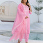 Cotton Embroidery and Mirror Work A-Line Kurta with Pant & Dupatta