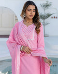 Pure Cotton Embroidered Straight 3 Piece Kurta Set