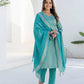 Cotton Weaving A-Line Kurta with Pant & Dupatta
