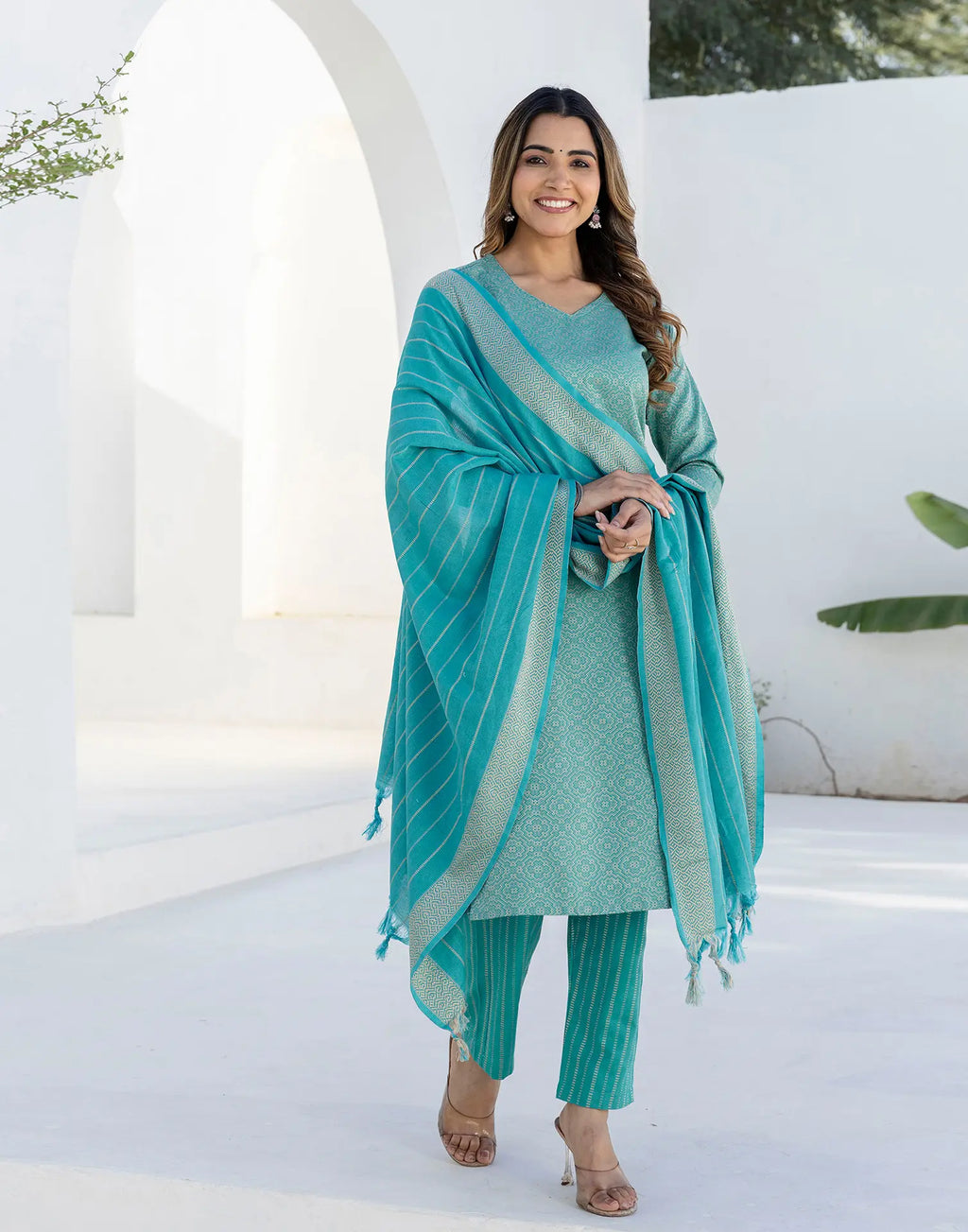 Cotton Woven Woven Straight 3 Piece Kurta Set
