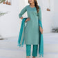 Cotton Weaving A-Line Kurta with Pant & Dupatta