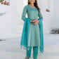 Cotton Weaving A-Line Kurta with Pant & Dupatta