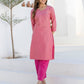 Cotton Weaving A-Line Kurta with Pant & Dupatta