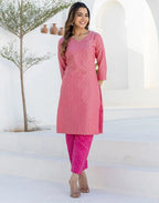 Cotton Woven Woven Straight 3 Piece Kurta Set
