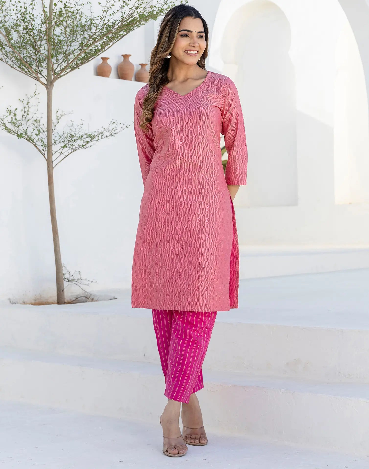 Cotton Woven Woven Straight 3 Piece Kurta Set