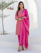Cotton Woven Woven Straight 3 Piece Kurta Set