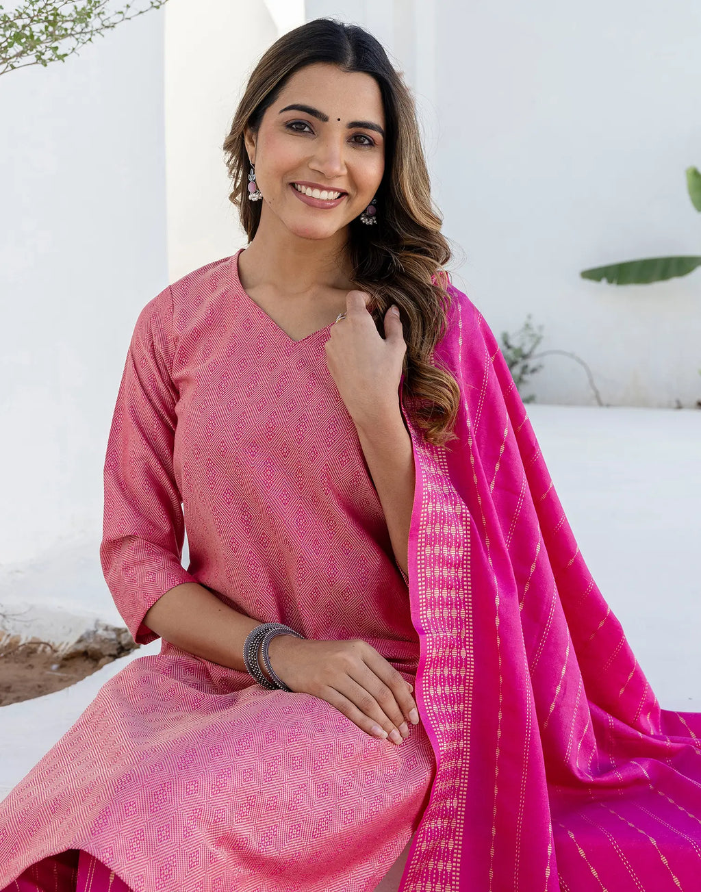 Cotton Woven Woven Straight 3 Piece Kurta Set