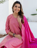 Cotton Woven Woven Straight 3 Piece Kurta Set
