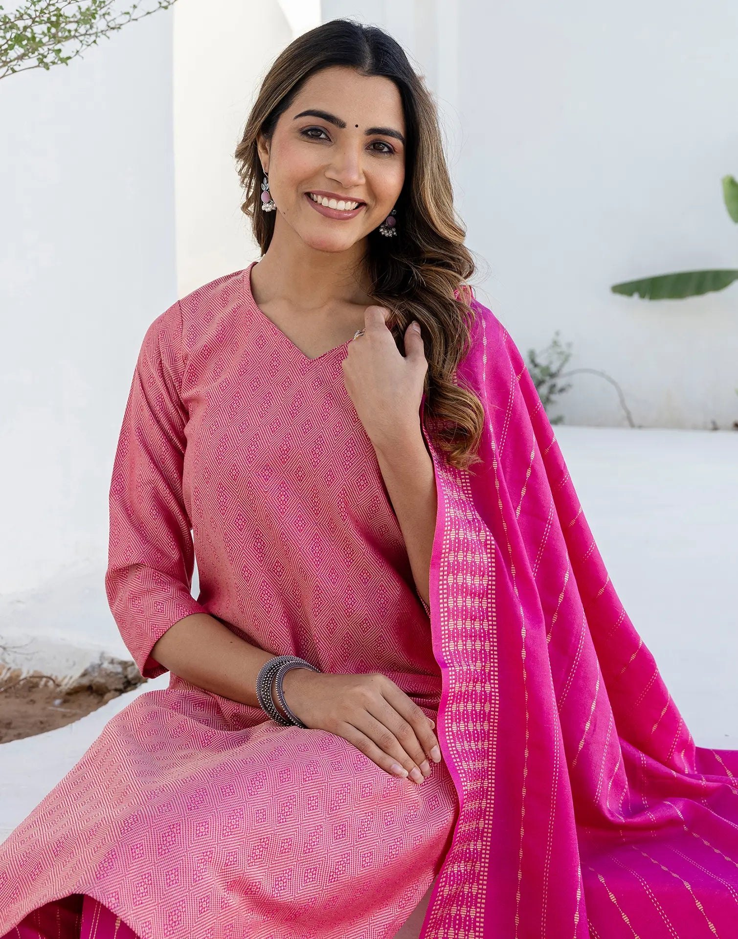 Cotton Woven Woven Straight 3 Piece Kurta Set