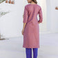 Cotton Weaving A-Line Kurta with Pant & Dupatta