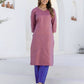 Cotton Weaving A-Line Kurta with Pant & Dupatta