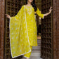 Cotton Blend Embroidery and Sequins Work Straight Kurta with Pant & Dupatta