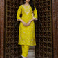 Cotton Blend Embroidery and Sequins Work Straight Kurta with Pant & Dupatta