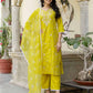 Cotton Blend Embroidery and Sequins Work Straight Kurta with Pant & Dupatta