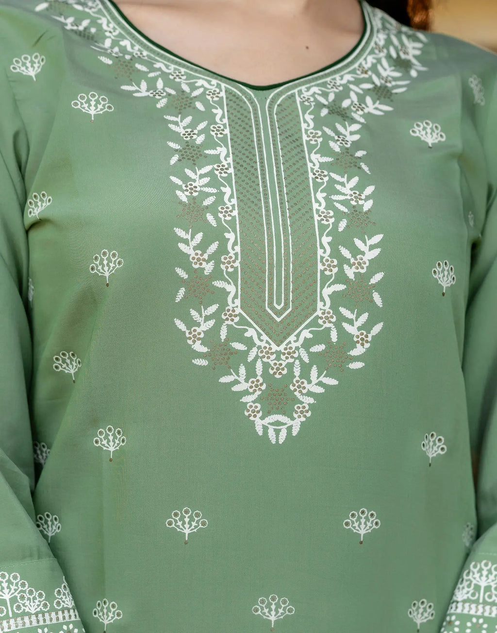 Silk Blend Foil Print Straight 3 Piece Kurta Set