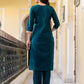 Silk Embroidered Straight Kurta with Pant & Dupatta