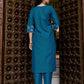 Cotton Blend Embroidery Work and Gota Lace A-Line Kurta with Pant & Dupatta