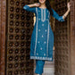 Cotton Blend Embroidery Work and Gota Lace A-Line Kurta with Pant & Dupatta