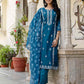 Cotton Blend Embroidery Work and Gota Lace A-Line Kurta with Pant & Dupatta