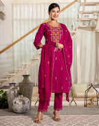 Pure Cotton Embroidered Straight 3 Piece Kurta Set