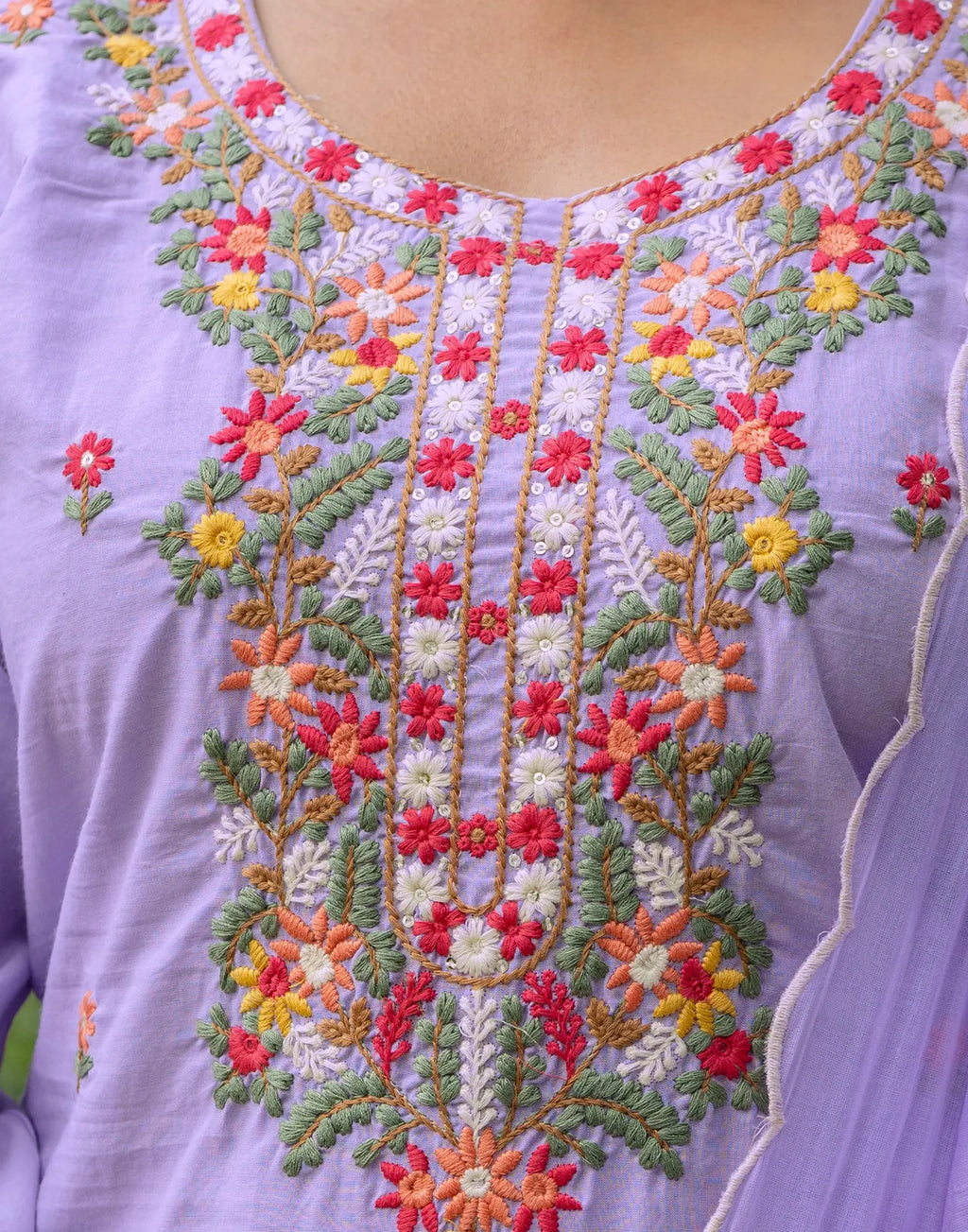Pure Cotton Embroidered Straight 3 Piece Kurta Set