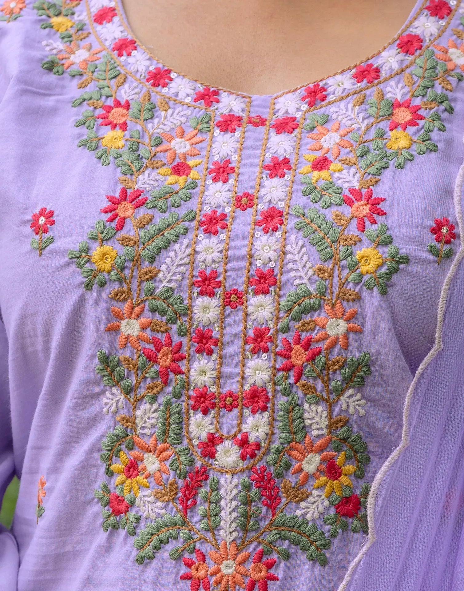 Pure Cotton Embroidered Straight 3 Piece Kurta Set
