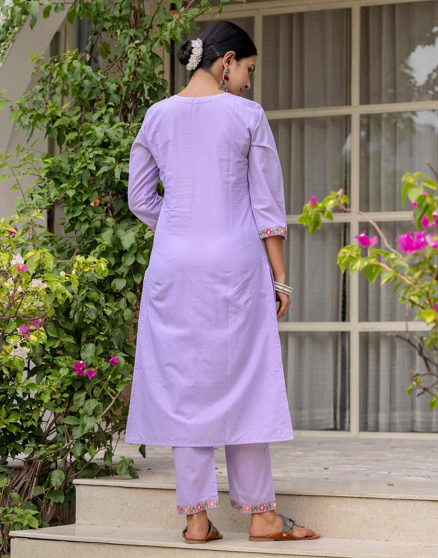 Cotton Embroidered Straight Kurta with Pant & Dupatta