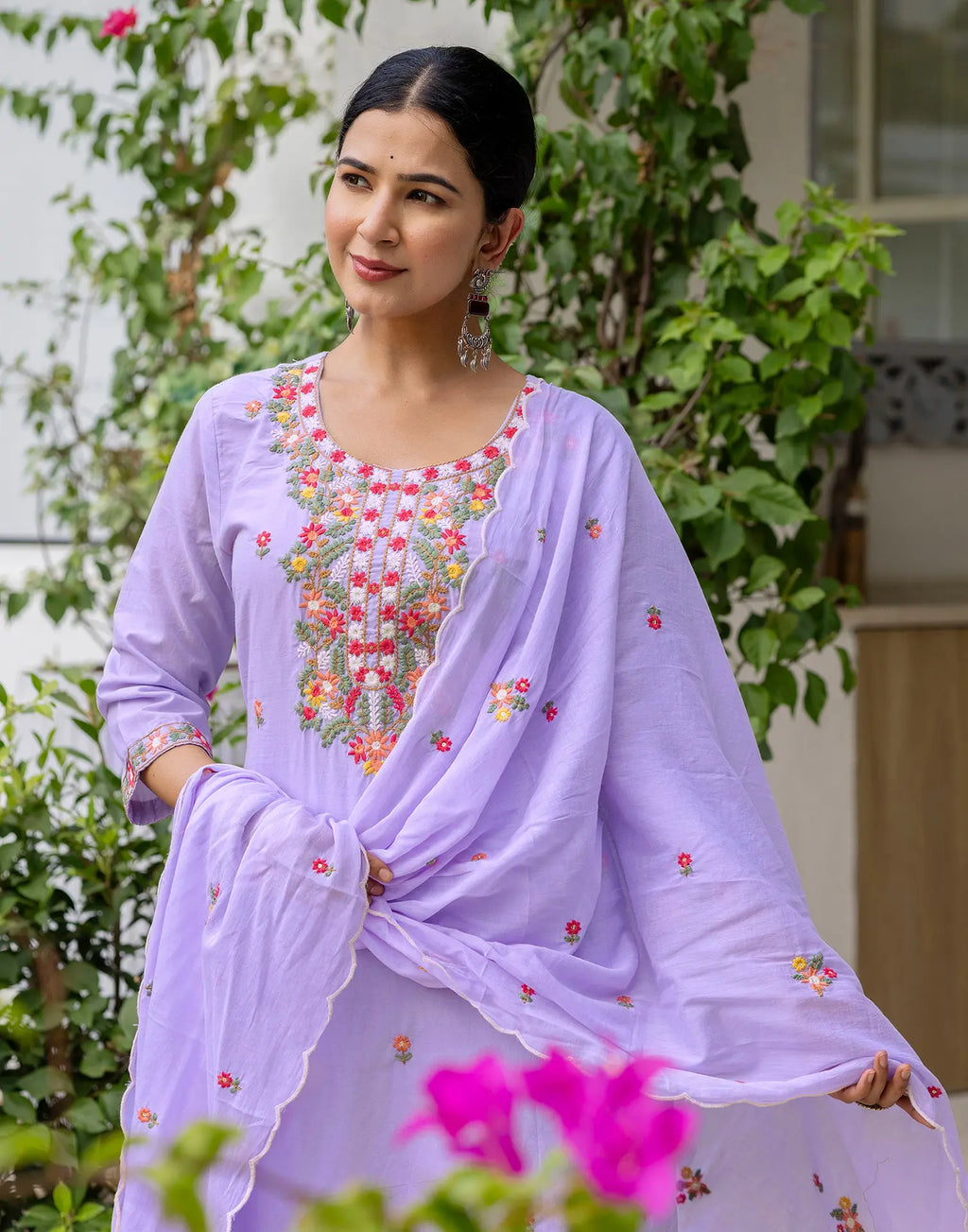 Pure Cotton Embroidered Straight 3 Piece Kurta Set