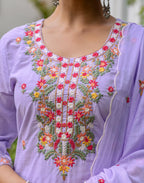 Pure Cotton Embroidered Straight 3 Piece Kurta Set